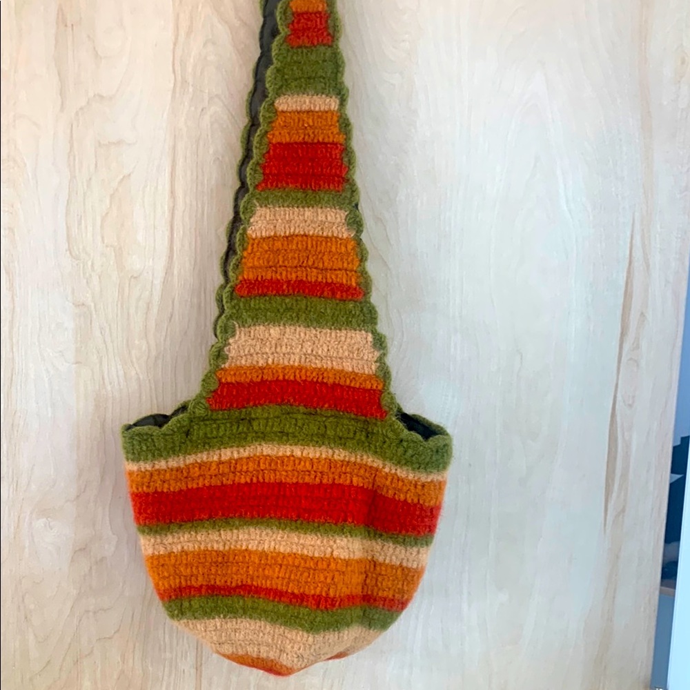 INJ Striped Multicolor Knit Wool Shoulder Bag